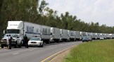 A convoy of Wal-Mart trucks carrying supplies entering New Orleans on September 1, 2005.