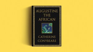 The book cover on a yellow background.
