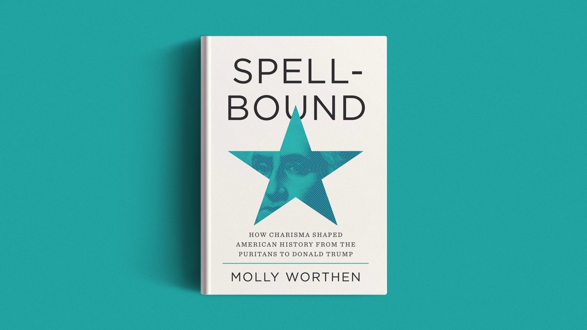The book cover on a blue background.