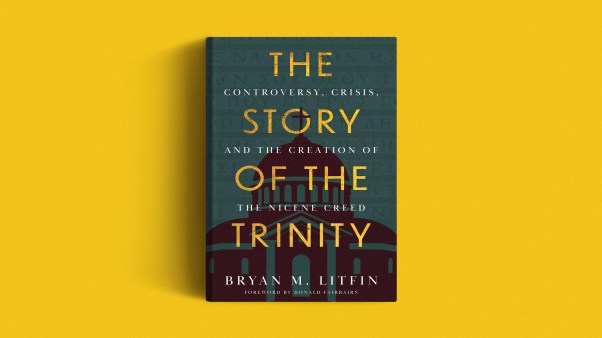 The book cover on a yellow background.