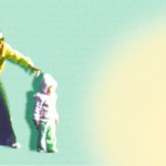 A mom and her child and a bright glow.