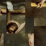 A crucifixion image with pieces mixed up.