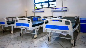 Empty beds at a maternity ward in Kibera hospital in Nairobi, Kenya.