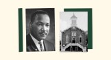 An image of MLK and an image of the church he pastored.
