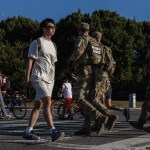 Members of the National Guard patrol the National Mall on September 1, 2025.