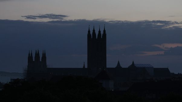 Canterbury Cathedral in silhouette