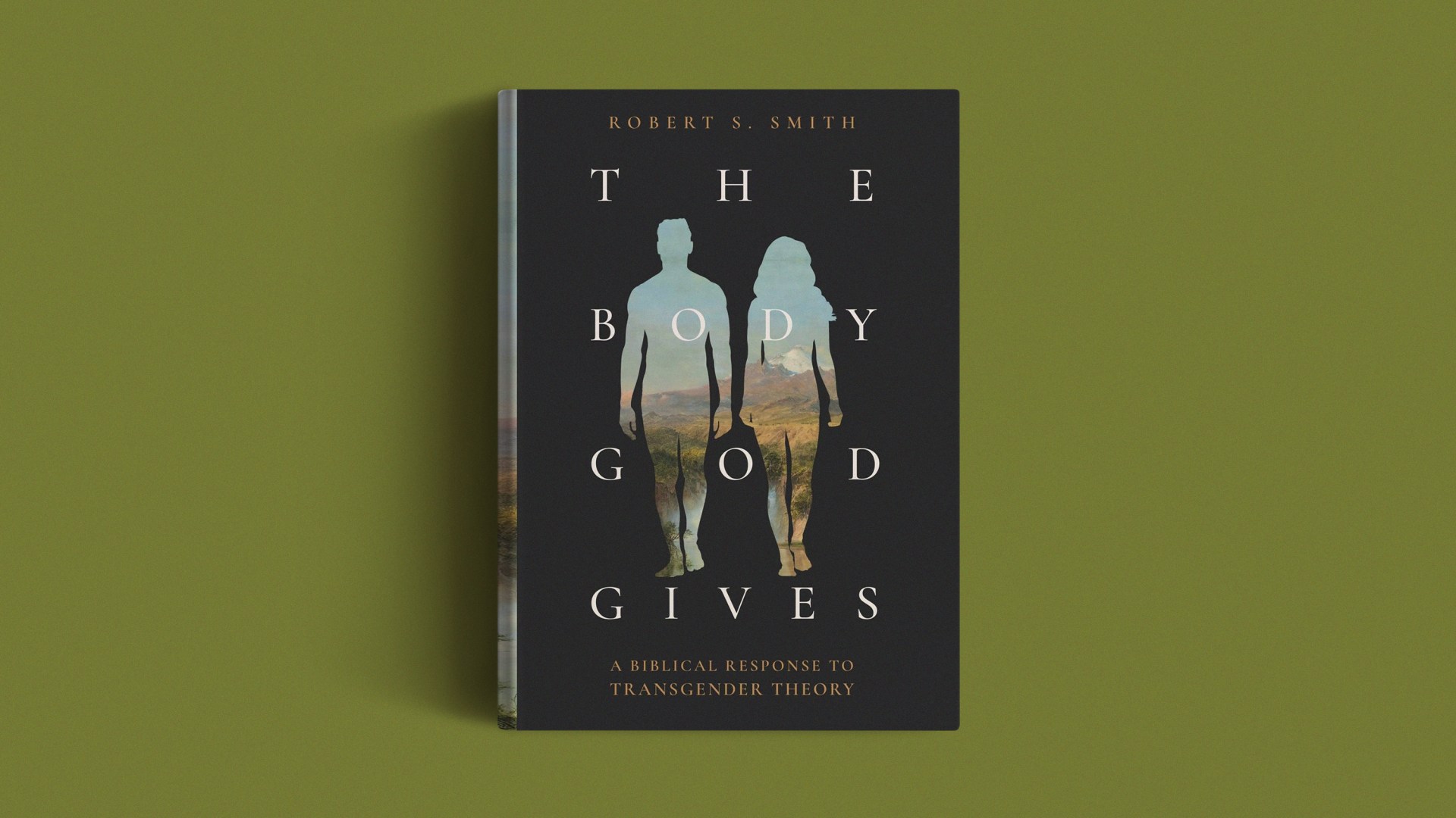 The book cover on a green background.