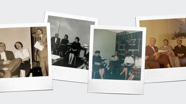The first editors and staff of Christianity Today reading the first issue.