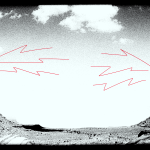 Two microphones with angry red lines coming from them.