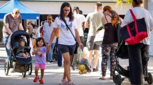Military families receive free food from a food bank