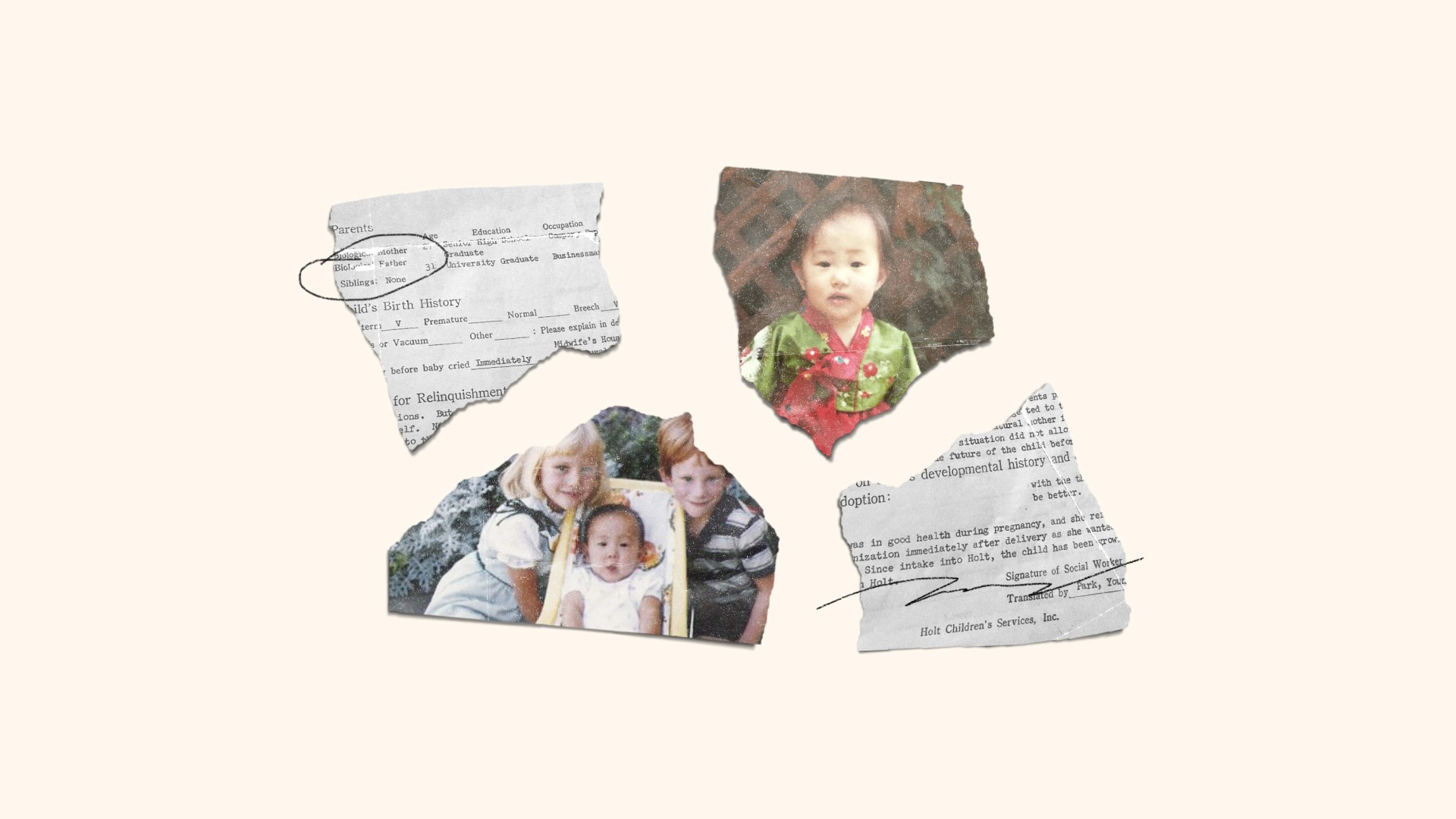 Photos from Kathryn Roelofs' adoption and childhood.