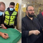 Shiite shaykh Rabih Koubayssi caring for both Muslim and Christian dead in Tyre, Lebanon.