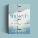 The book cover on a blue background.