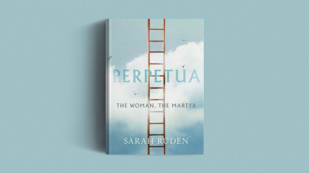 The book cover on a blue background.