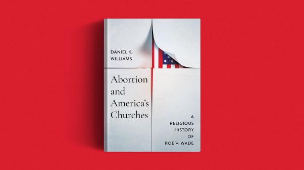 The book cover on a red background.
