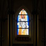 Stained glass window depicting Jesus