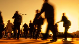 People walking to work.