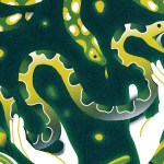 Hands attempting to master a tangle of serpents.