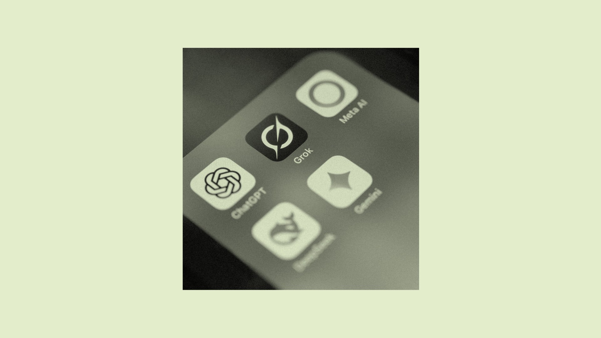 AI chatbot apps on a phone screen.