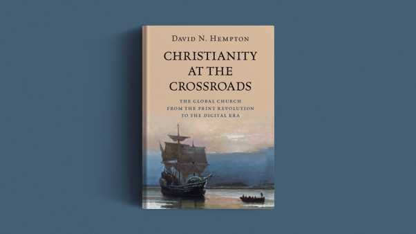 The book cover on a blue background.