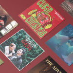 Several Christmas album covers.