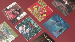 Several Christmas album covers.