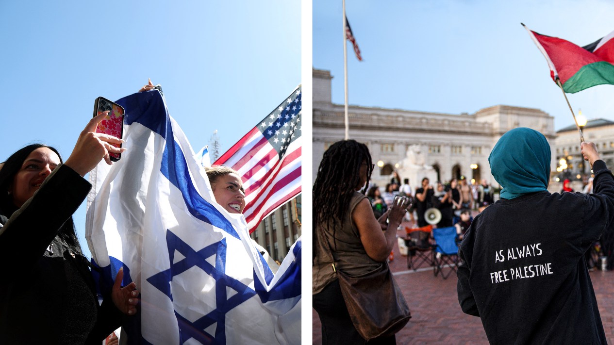 Pro-Palestine and Pro-Israel protests.