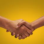 Two hands in a handshake.