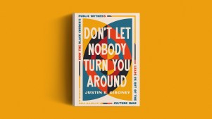 The book cover on a yellow background.