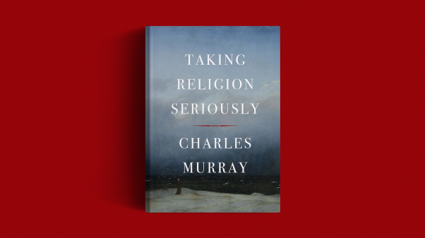 The book cover on a red background.