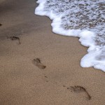 Footprints in the sand.