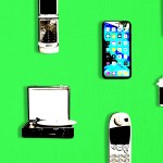 Several smart phones and analog devices.