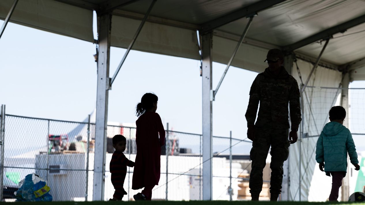Afghan refugee children at a refugee camp