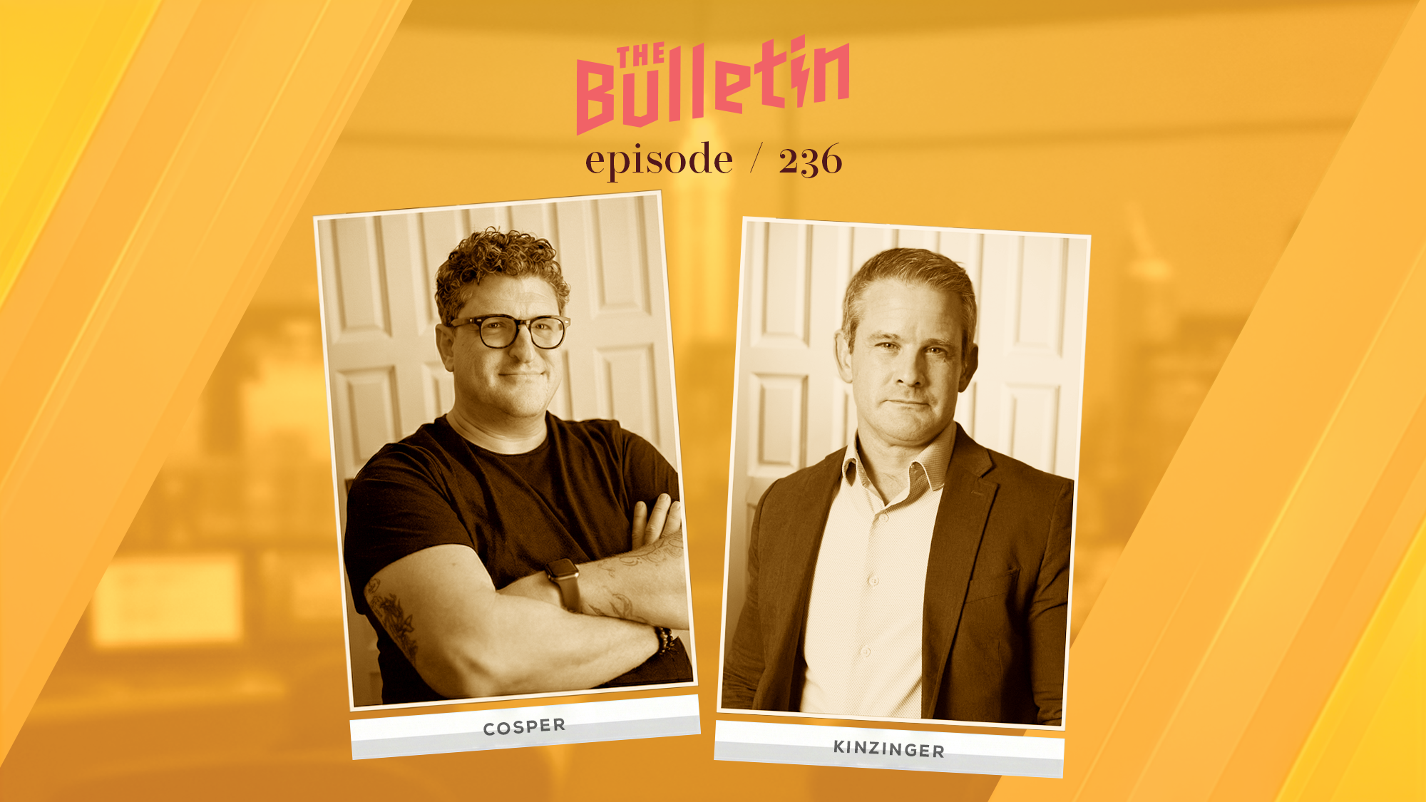 Photos of Mike Cosper and Representative Adam Kinzinger.