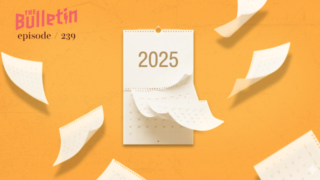 Calendar that says 2025 and pages flying off.