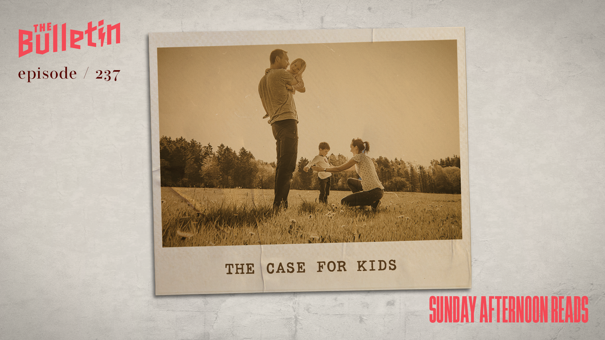 A Polaroid image of two parents and their children.