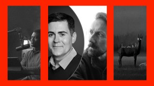 Images from three podcast episodes in the list.