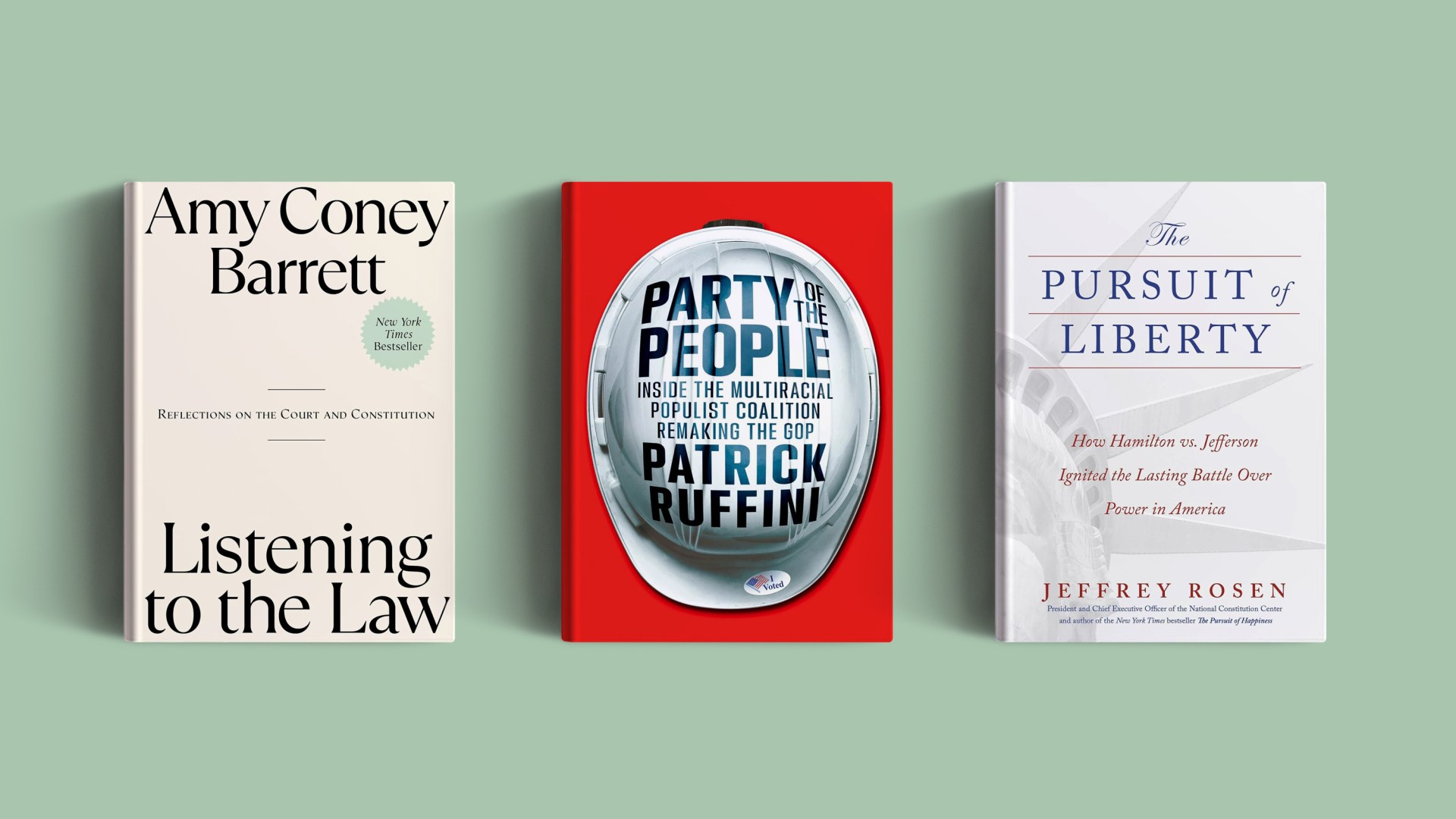 Images of the three books from the piece.