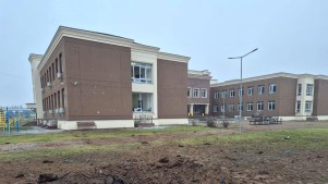 Damages to Kyiv Christian Academy from a Russian drone strike.