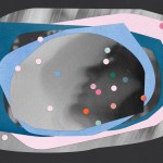 A baby with pink and blue circles.