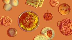 A layout of several holiday Indian dishes.