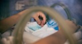 A newborn baby in the NICU