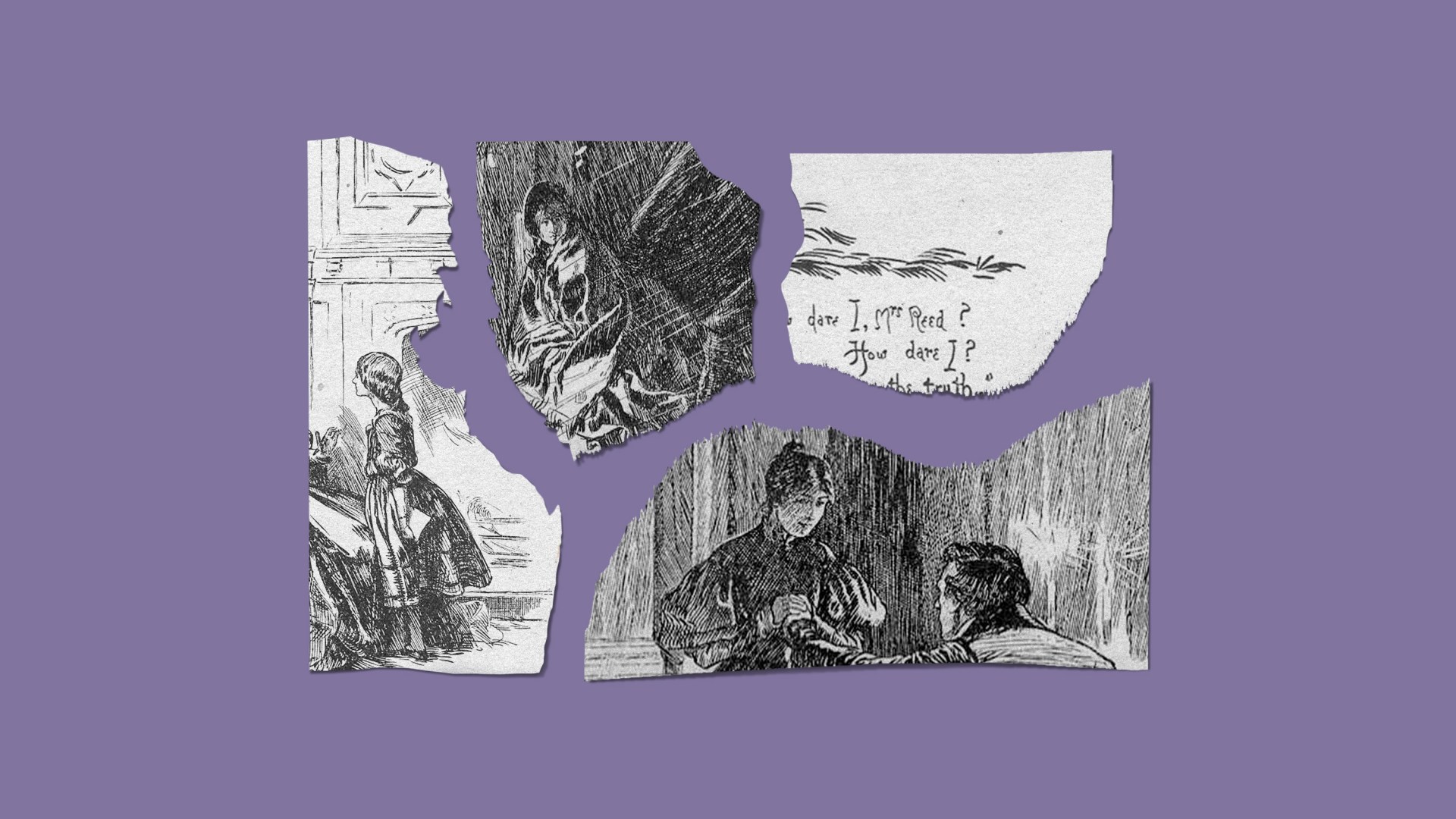Pieces of illustrations from Jane Eyre.