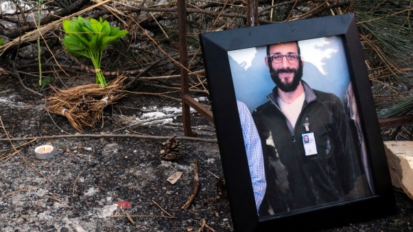 A photograph of Alex Pretti at a makeshift memorial after he was shot and killed by federal immigration agents in Minneapolis, Minnesota, on January 24, 2026.