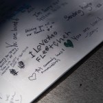 A note reading " I Love You Fletcher" is left outside Annunciation Church and School on August 30, 2025 in Minneapolis, Minnesota.
