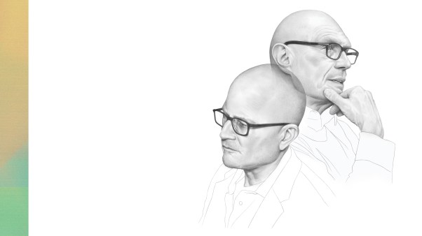 Illustration of Theologian Miroslav Volf and poet Christian Wiman