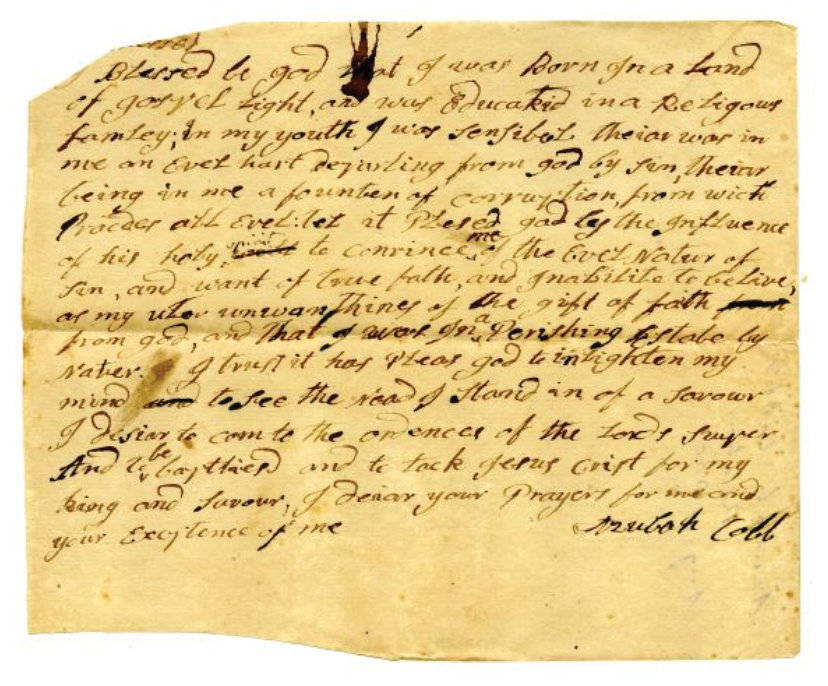 A photo of a handwritten testimony page.