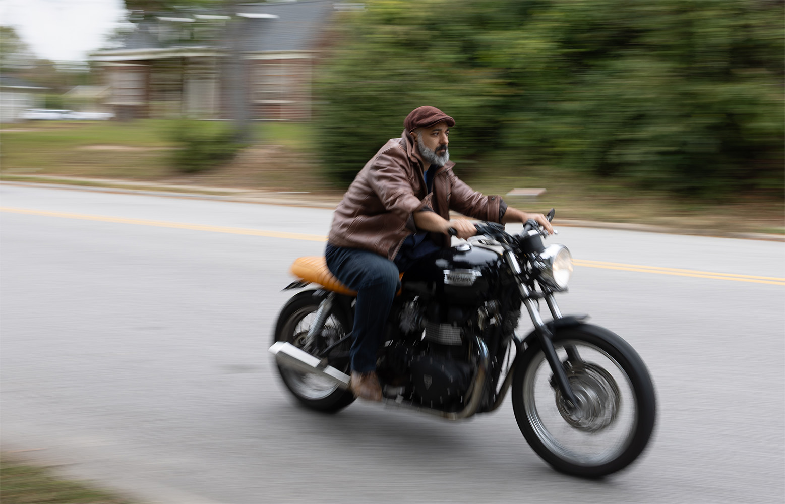 Daniel riding his motorcycle.