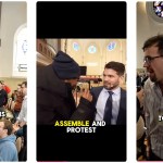Screenshots from videos of the protest in Saint Paul.