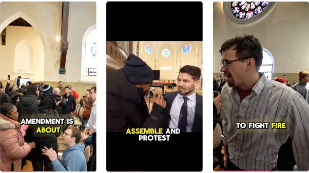 Screenshots from videos of the protest in Saint Paul.